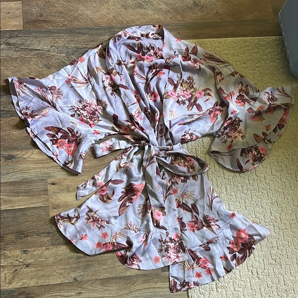 RARE VINTAGE Victoria's Secret Pink and Brown Floral Kimono